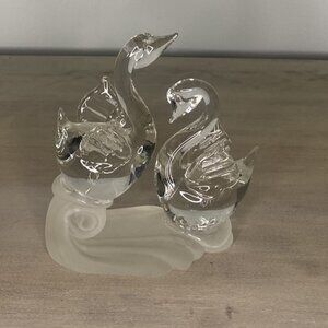 Vintage Glass Swan Paperweight Home Decor Figurine